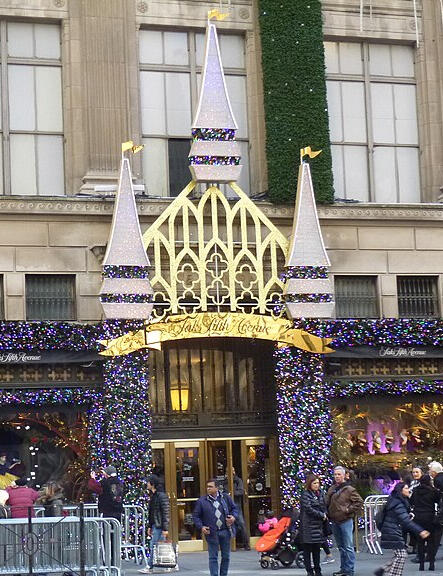 The Saks Fifth Avenue holiday windows and musical light show display on 5th Avenue.